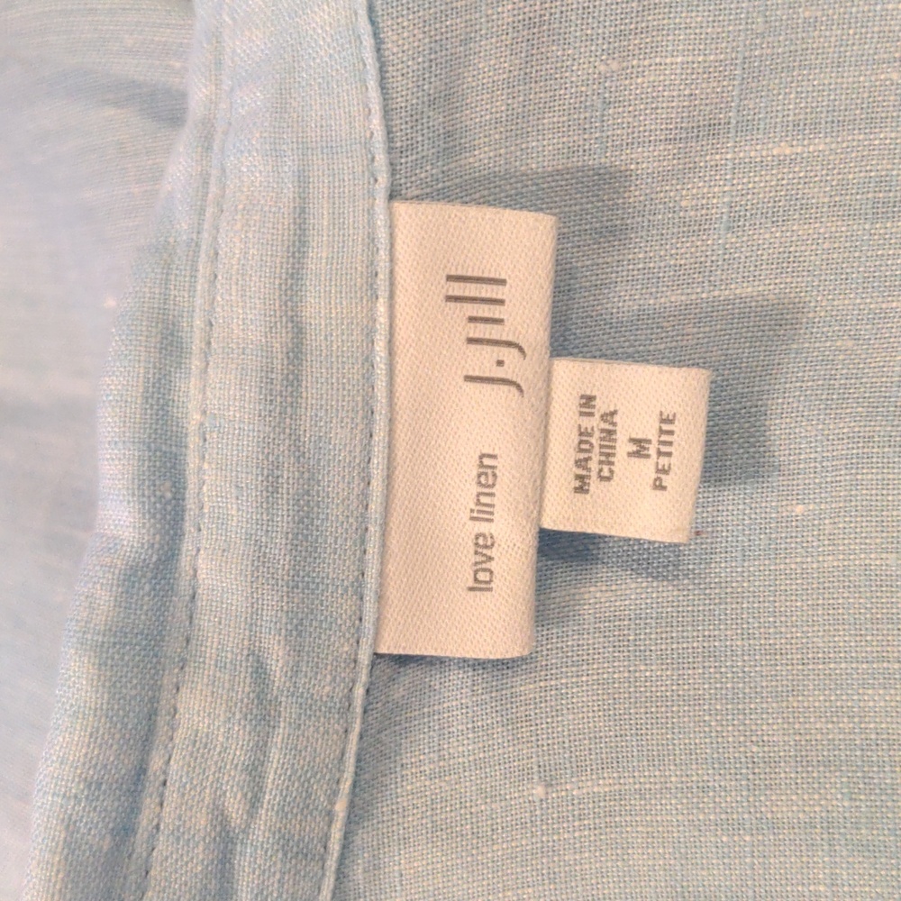 JJill blue linen tunic length top, size M